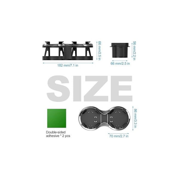 Universal Bilkopholder, 2 i 1 Multifunktionel Kopholder Udvidelsesadapter med Udvidbar og Aftagelig Base, Roterbar Dobbelt Kaffeflaskeholder