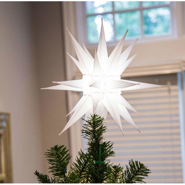 14\" LED Moravian Star Julgransprydnad - Ljusstark Vit Julgransstjärna - (Vit LED)