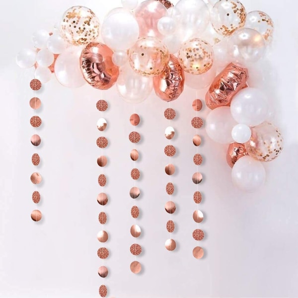 Glitter Roséguld Polka Dot Girlang Fest Dekorationer Papper Polka Dot Hängande Streamers Vimpel Banner Bakgrund Dekoration Bröllop 2M