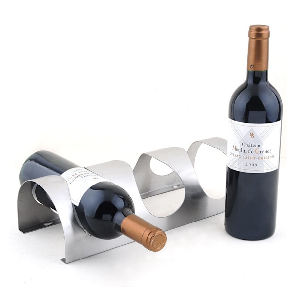 Vin vinholder til 4 flasker, opbevaringshylde til vinflaske i rustfrit stål vægholder Hjem Kreativt hjem, Sølv.