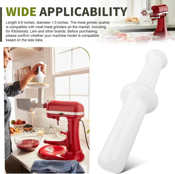 Universell köttkvarnsstöt för Kitchenaid & Lem - 9,8 tums köttmatare, 2,6 tum OD\"