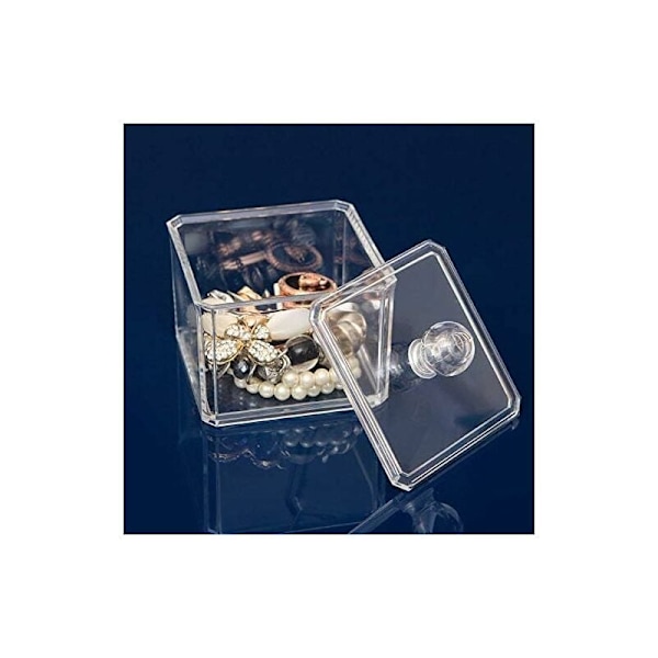 Akryl Vatrondelboks Vatrondelholder Opbevaringsboks Kosmetik makeup boks til al din kosmetik 9,2 × 9,2 × 7,2 cm Transparent 1 stk