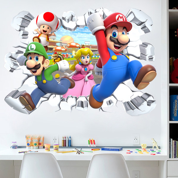 Super Mario klistermärken för barnrum tecknade självhäftande vattentäta väggdekaler för barn