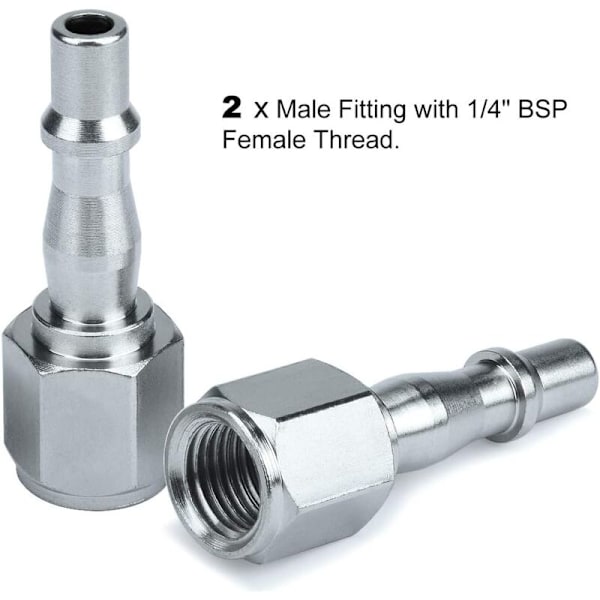 Luftslang Kompressor Koppling Luftkoppling och Plug Kopplingskit Hane Hona Anslutning, BSP 1/4\" för 6, 8 och 10mm Slang