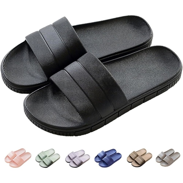 Slippers Sandals Non-slip Summer Slippers Men  Women Bathroom Couples Casual Beach Shoes 40-41 black