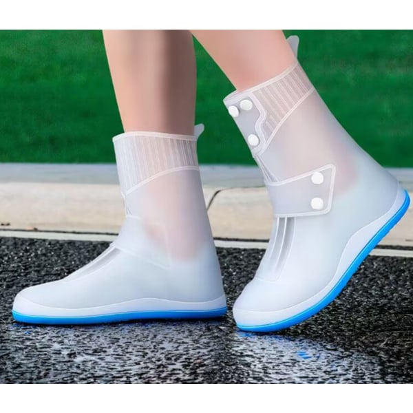 Valkoiset, siniset vedenpitävät kengänsuojat (42-43), uudelleenkäytettävät silikonikengät C