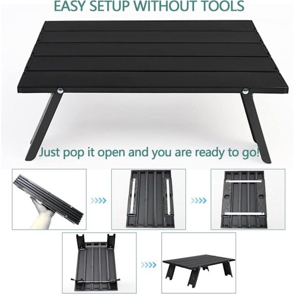 Hopfällbart campingbord, lättviktigt portabelt mini hopfällbart aluminiumbord med bärväska, litet praktiskt rullbord för grillning, picknick, strand, resor