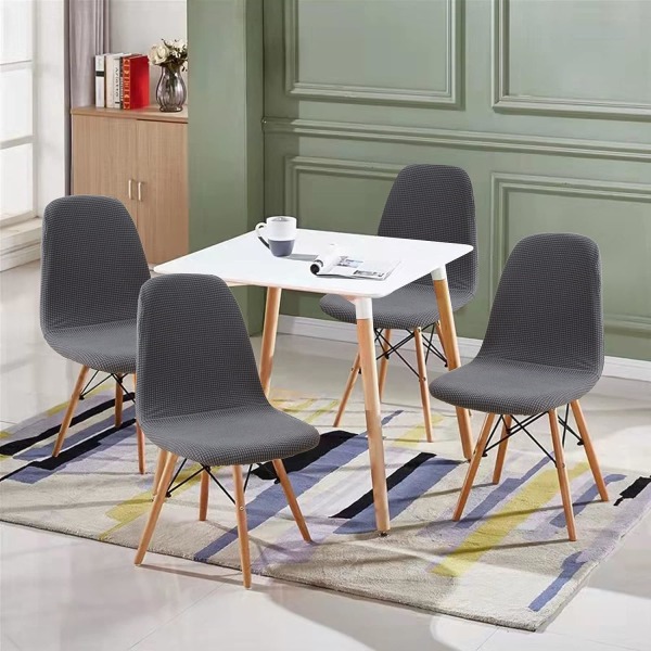 Skandinavisk stolsöverdrag set om 4, skandinavisk stretchig matstolsöverdrag, Jacquard elastiskt stolsöverdrag universellt för heminredning
