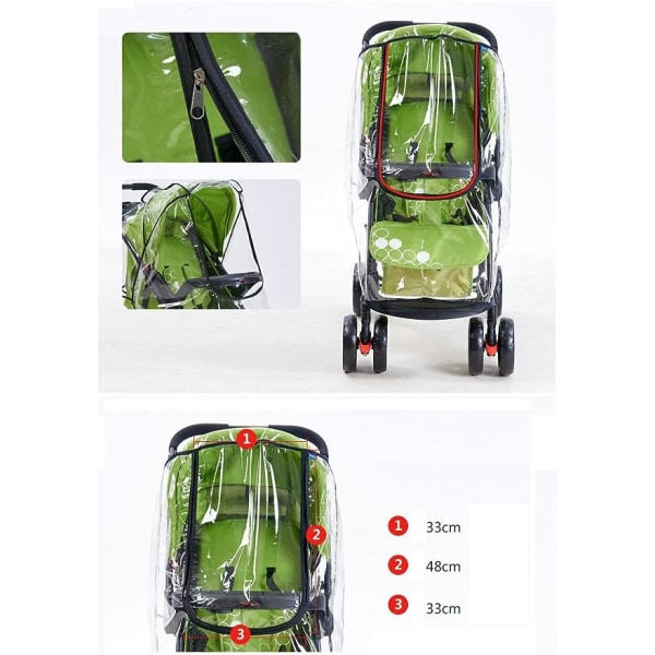 Regnskydd för barnvagn, universellt vattentätt dammskydd, anti-UV-skydd, vind- och regnskydd för barnvagn