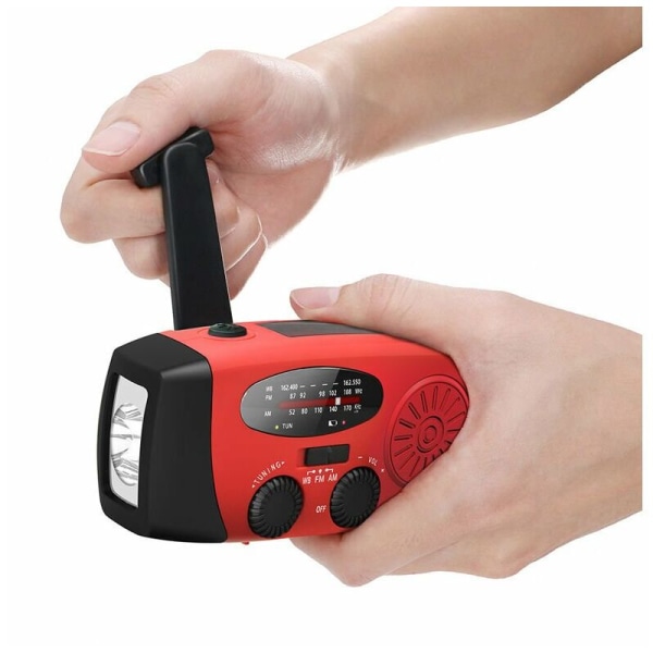 2000 mAh bærbar solradio, håndsveiv selvforsynt AM/FM/NOAA-radio, værradio nødutstyr med 1-LED lommelykt og telefonlader for