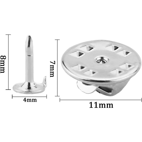 120 par Butterfly Clutch Tie Tacks Pin Back Replacement med 8mm længde tomme pins til håndværk (sølv)