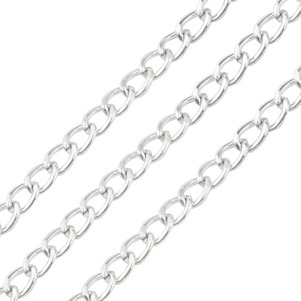 Håndlavet halskæde halvfabrikat (sølv), metalkæde DIY smykketilbehør, bagagekæde aluminiums kæde