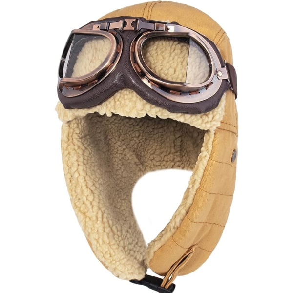 Vintage Aviator lue og briller Kostyme tilbehør Pels øreklaffer