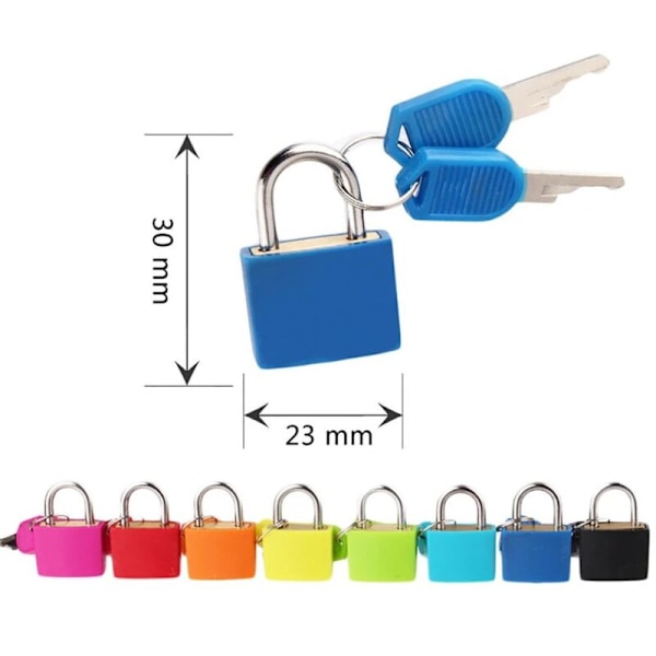 8 Padds Avainlukko matkalaukkuun, monivärinen matkalukko, mini matkatavaralukko, pieni avainlukko, 2 avaimella varustettua matkalukkoa repulle