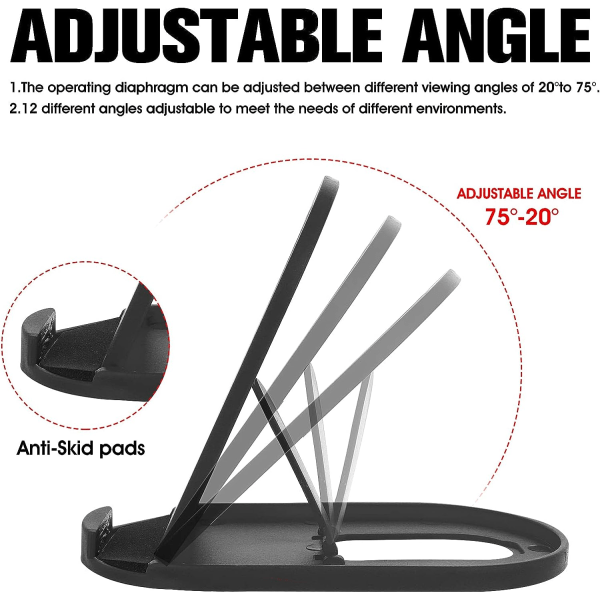 6 stk. Foldbar mobiltelefonholder, justerbar mobiltelefonholder, universel til alle mobiltelefoner og tablets