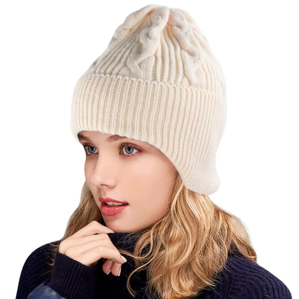 Dames vinterhue - varm og behagelig blød stræk casual hue, off white
