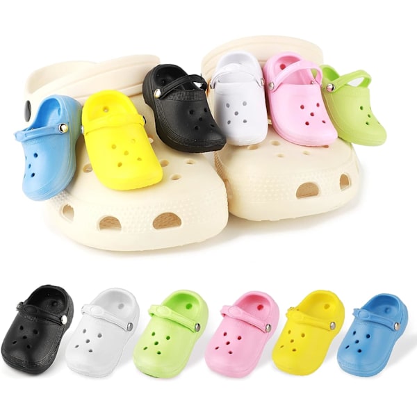 Miniberlocker, Set om 6, Roliga Skobärlock, Mini Söta Lilla Crocs Skodekorationer Charms Pack för Clog Shoe Bubble Slides Sandaler Dekoration (6 Färger