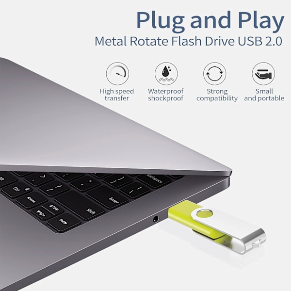 5-osainen 8 Gt:n USB-muistitikku, 5-pakkaus USB 2.0 -muistitikku, pyörivä muistitikku, 8 Gt:n kynämuistitikku, metallikuorinen peukaloasema (5 sekoitettua väriä: musta, valkoinen, punainen, keltainen ja sininen)
