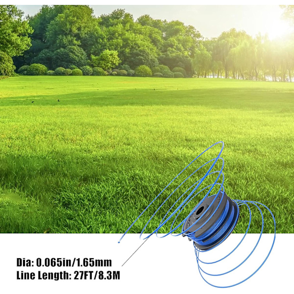 Snørespole til trimmer, 1,65 mm diameter, dobbelt line 8,3 m lang