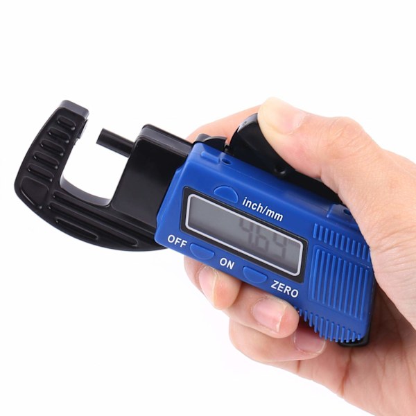 Digital tykkelsesmåler, 0-12 mm tykkelsesmåler med digitalt display, breddemåler mikrometer måleverktøy for papir, PU-lær, ark