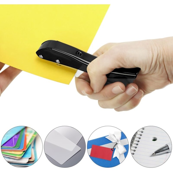 Robust metalhulmaskine - 10 mm rundt hul - 25 mm perforeringsdybde - Håndperforator til identitetskort, PVC-badges, ark papir