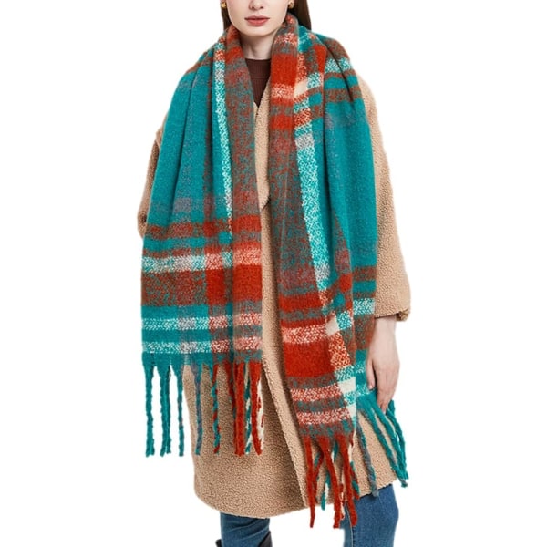 Stor chunky rutete skjerf sjekket fargerike oversized skjerf myk stor kasjmir ull tykk vinter varm teppe kvinner