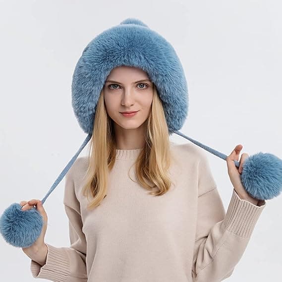 Dame Vinterhatte Varm Hætte Vinter Balaclava Pullover Strikket Hat Vinter Balaclava Pullover Strikket Hat(blå)