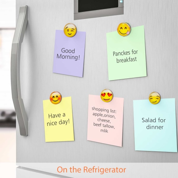 Emoji-magneetit, 12 kpl 3D-lasista hymiö jääkaappimagneettia, vahvat tarrat jääkaappien, taulujen ja koulukaappien koristeluun