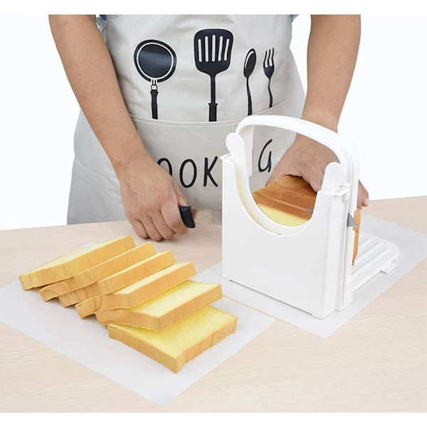Brödskärare, tjocklek justerbar skärmaskin tårta och brödskär toastskärare manuell justerbar nivåerare brödskärare tårta för bröd toast