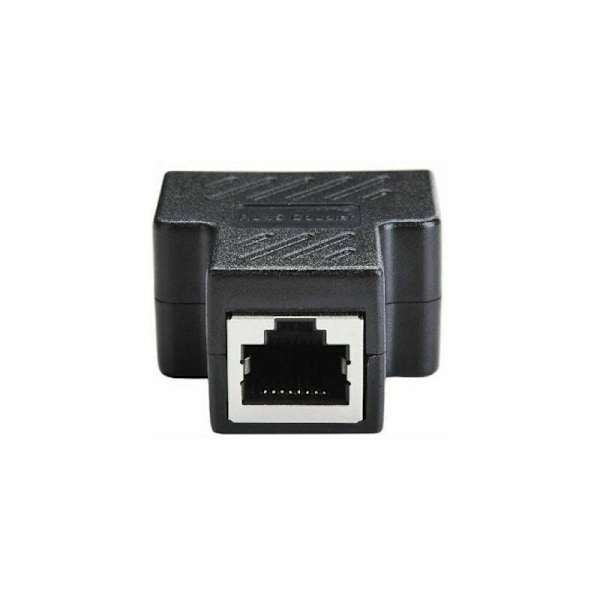 RJ45 Distributor 1 til 2 hun hun porte, Internet forlængelsesnetværksstik, understøtter Cat5e Cat6e Cat7 Cat5e Cat5e Cat7, sort