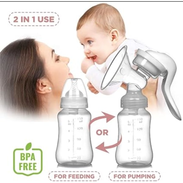 Manuell bröstpump - Lättanvänd bröstpump - Snygg och ergonomisk design (150 ml) - BABY COMFORT