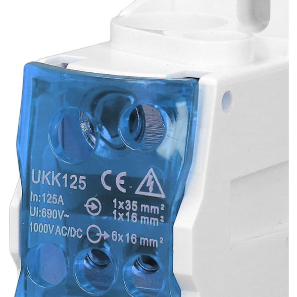 Fordelingsboks på DIN-skinne Universal elektrisk terminalblok konnektor Samledåse 690 V 125 A Blå