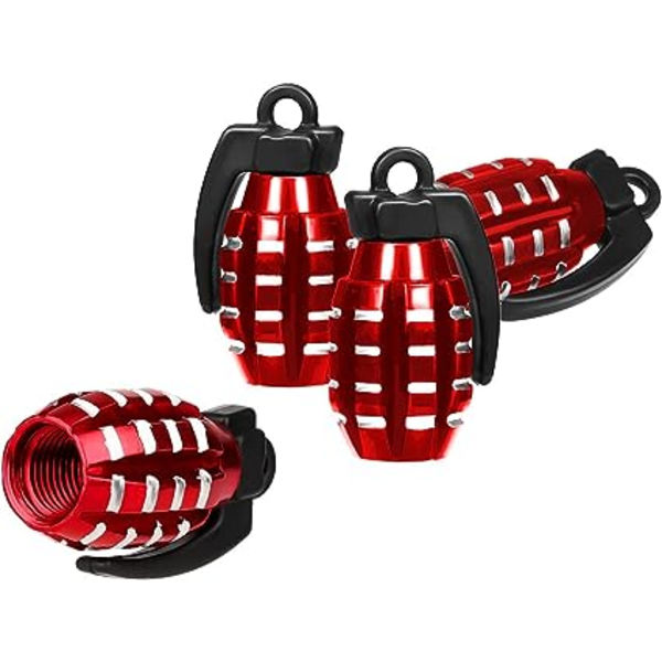 4-pak ventilstammekappe (rød, størrelse 14 * 29mm), ventilstammekappe i aluminiumlegering, lufttæt dækventilkappe til biler, SUV'er, lastbiler, motorcykler