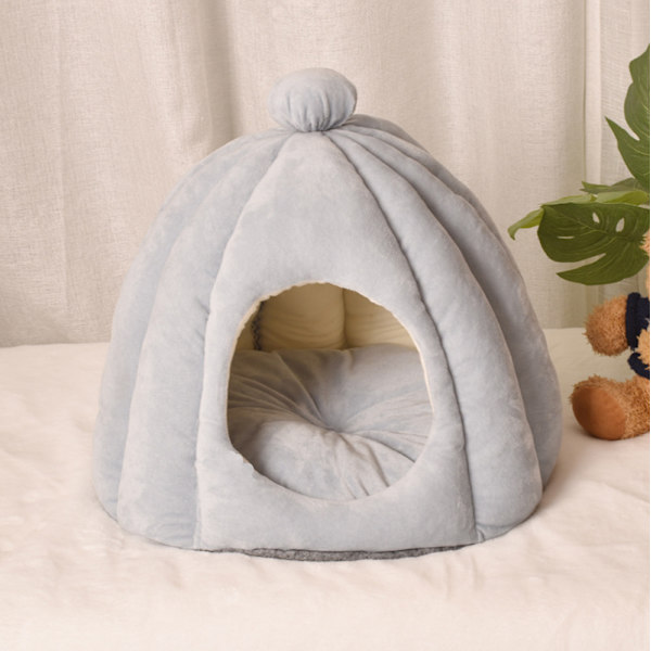 Varm kattbädd säng halvstängd huva hundbädd säng sovrumsmatta 38*32CM