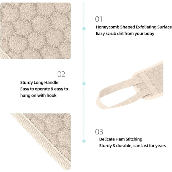 Eksfolierende ryggkløer for kvinner og menn, stor modell lengde 84 cm, rengjøringssvamp for dusj og badmassasje fjerner død hud kropp