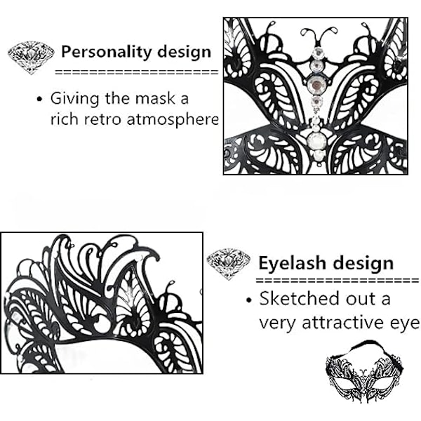 Metallmask Vacker Bekväm Delikat Montering Ansikte Kvinnlig Varghuvud Mask för Fest Karneval Kväll