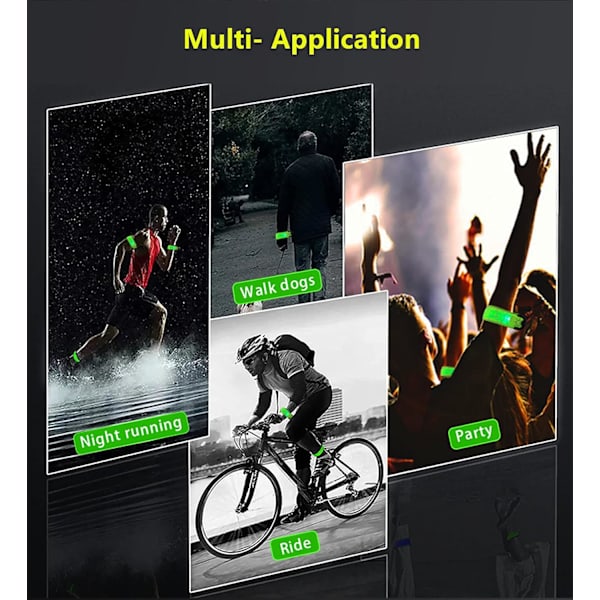 2-pack uppgraderade LED-ljusarmband, 2 USB-reflekterande