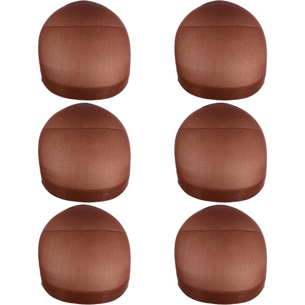 6 st Unisex Perukmössor Andningsbar Nylon Perukmössa (Brun)