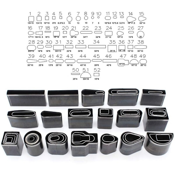 52 st Läder Skärverktyg Kit Hand Punch Cutter för Läderhantverk