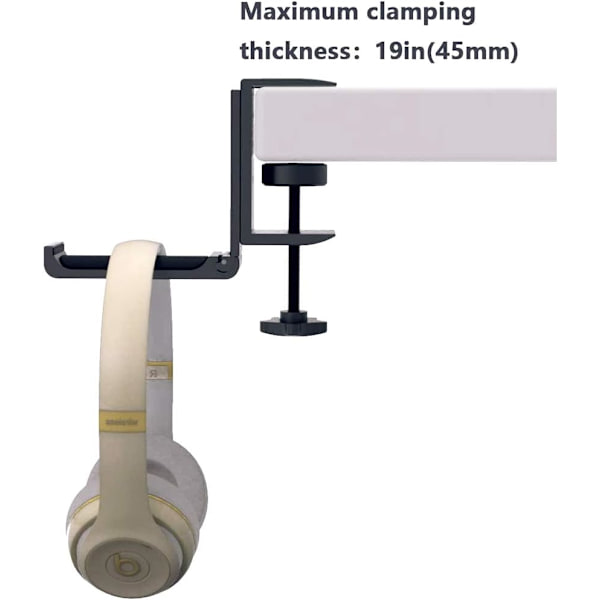 Foldbar Aluminium Gaming Headset Joystick Stativ, Under Desk Stativ, Passer til Joystick, Gaming Headset og Mere (Sort)