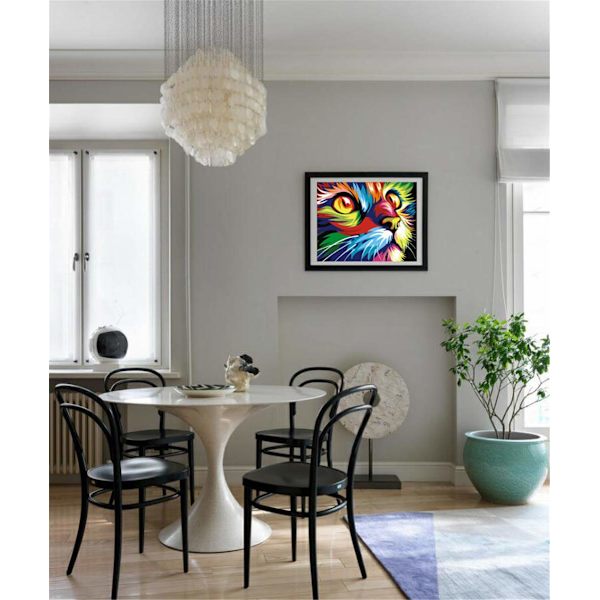 Digital målning för barn och vuxna, DIY digital målningssats för barn nybörjare, ramfri duk målning, färgglad katt 40*50cm