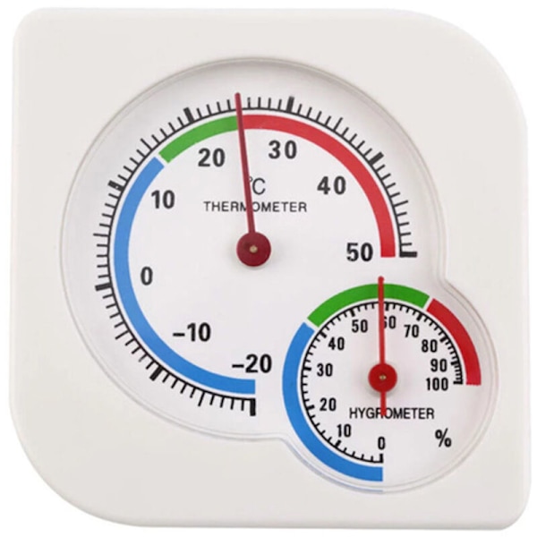 Hygrotermograf 2 i 1 Inomhustermometer Hygrometer Lättläst Partition indikation av hög precision färg med krok (vit)