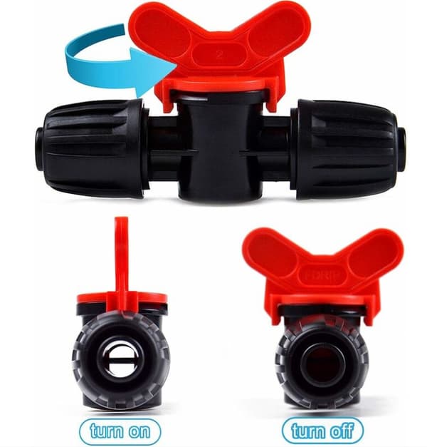 20 stk. Drypventil PE Vandingslange 16mm Låsbarbed Fitting Ventilforbindelse Barbed Slange Haveventil - Til/Fra