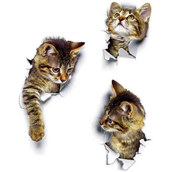3d Cats Wall Decal, 3 Stk Wall Stickers, Combined Wall Sticker