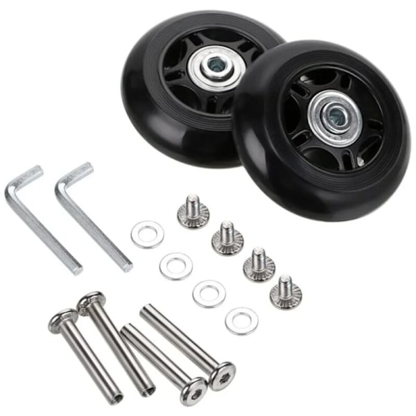 2-pack Ersättningshjul för Resväska, Reparationskit för Resväskehjul, Axelnycklar och Skruvar för Rullväska, Inlines och Skateboard, 70 x 24 mm