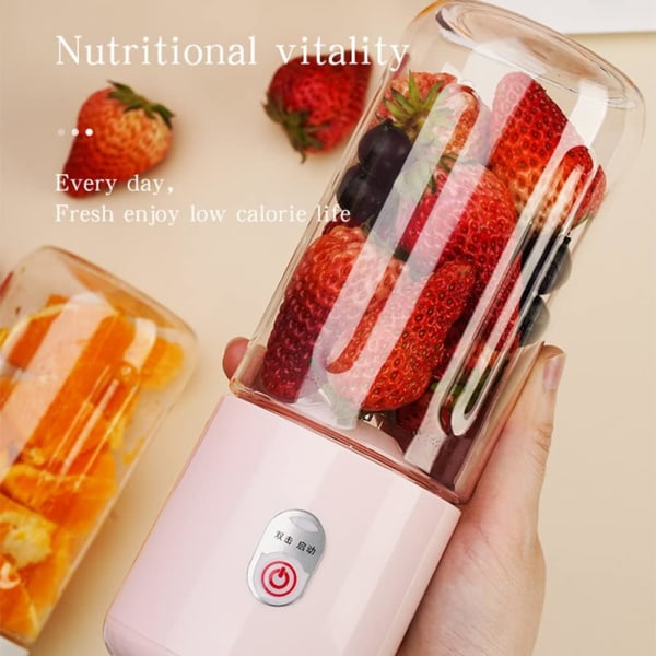 Bærbar Blender, 500ml Personlig Mini Flaske Blender Rejse Juicer Cup Mixer, Smoothie Blender Maker USB Genopladelig Rejse Håndholdt Frugt Juicer f