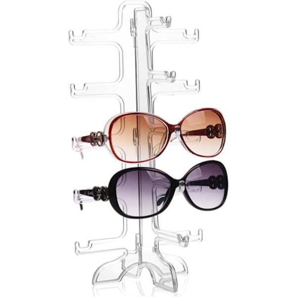 2-pak Plastik Brille Ramme Display Stand, 5-Lags Brille Opbevaringsholder, Solbrilleholder, til Opbevaring af Alle Slags Briller (Transparent)