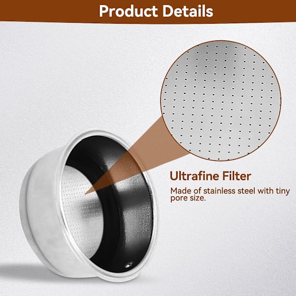2 st 51 mm kaffefilterhållare, återanvändbart permanent kaffefilter filterlöst kaffefilter i rostfritt stål, kaffemaskin reservdelsaccessoar