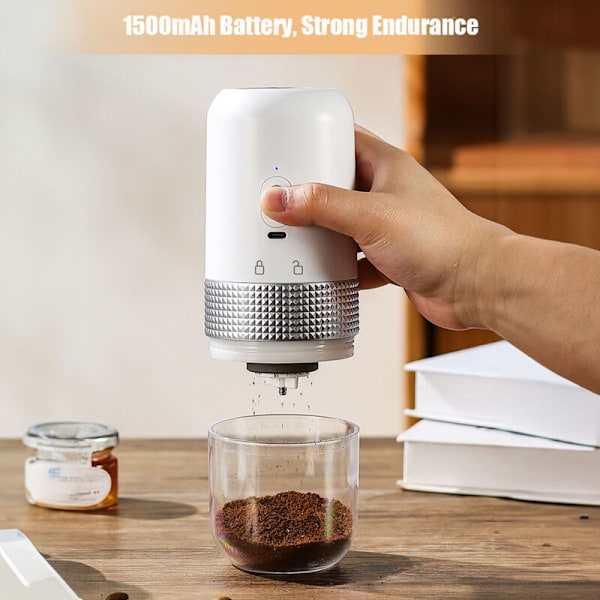 Bærbar elektrisk kaffekvern 13 W 200 ml Oppladbar via USB Justerbar innstilling Trådløs kaffekvern med rengjøringsbørste for reise Camping Kontor