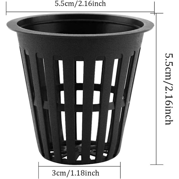 Hydroponisk plastpotte hydroponisk plantasje gjenbrukbar kurv vannplante for aeroponisk hydroponisk avling, blomsterplantasje, 50 stk hagearbeid (25 svarte)